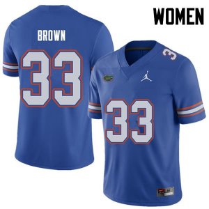 Women's Florida Gators #33 Mack Brown NCAA Jordan Brand Royal Authentic Stitched College Football Jersey PWG5562VA